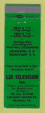 Matchbook Cover - Lee Television TV Hazleton PA