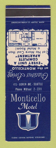 Matchbook Cover - Monticello Motel Seattle WA