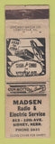 Matchbook Cover - Madsen Radio Electric Service Sidney NE WEAR