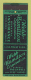 Matchbook Cover - Webb Hamilton Corp Insurance Lima OH