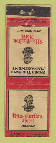 Matchbook Cover - Ritz Carlton Hotel New York City Boston MA DQ WORN