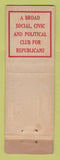 Matchbook Cover - National Republic Club Lion Canada 1929 WEAR