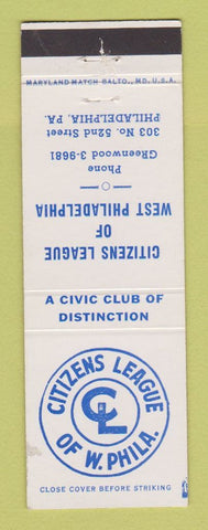 Matchbook Cover - Citizens League of West Philadelphia PA
