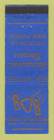 Matchbook Cover - Bob's Restaurant San Francisco CA