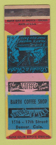 Matchbook Cover - Barth Coffee Shop Denver Colorado WEAR