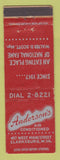 Matchbook Cover - Anderson's Restaurant Clarksburg WV WORN