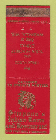 Matchbook Cover - Simpson's Indian Room Restaurant Waupaca WI WEAR