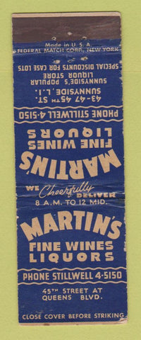 Matchbook Cover - Martin's Liquor Sunnyside LI NY WEAR