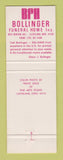 Matchbook Cover - Bollinger Funeral Home Cleveland OH Full Length
