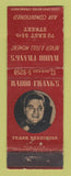 Matchbook Cover - Radio Frank's Ressinger New York City WEAR