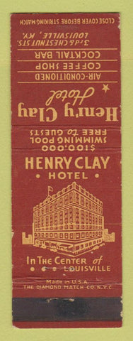 Matchbook Cover - Henry Clay Hotel Louisville KY