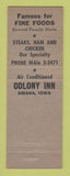 Matchbook Cover - Colony Inn Amana IA Full Length