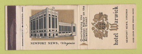 Matchbook Cover - Hotel Warwick Newport News VA
