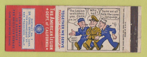 Matchbook Cover - American Legion San Francisco CA WEAR