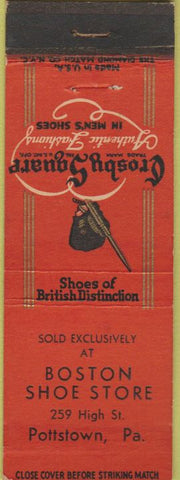 Matchbook Cover - Boston Shoe Shop Pottstown PA Crosby