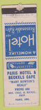 Matchbook Cover - Paris Hotel Beckels Cafe Paris AR WORN