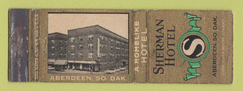 Matchbook Cover - Sherman Hotel Aberdeen SD