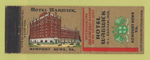 Matchbook Cover - Hotel Warwick Newport News VA WEAR