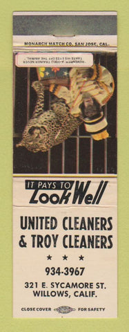 Matchbook Cover - United Cleaners Troy Willows CA