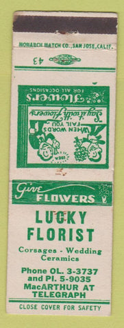 Matchbook Cover - Lucky Florist Flowers Oakland CA