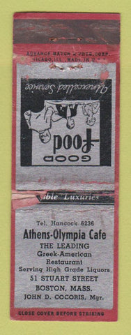 Matchbook Cover - Athens Olympia Cafe Boston MA POOR