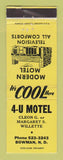Matchbook Cover - 4U Motel Bowman ND WEAR