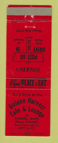 Matchbook Cover - Golden Harvest Cafe Lounge Connell WA