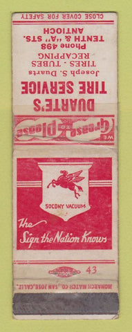 Matchbook Cover - Duarte's Mobil oil gas Antioch CA TAPED WORN