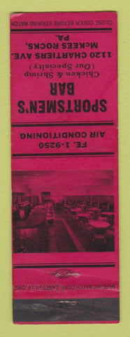 Matchbook Cover - Sportsmen's Bar McKees Rocks PA