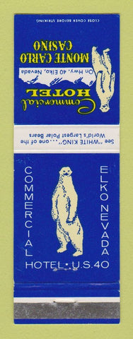 Matchbook Cover - Commercial Hotel Monte Carlo Casino Elko NV