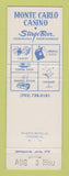 Matchbook Cover - Commercial Hotel Monte Carlo Casino Elko NV