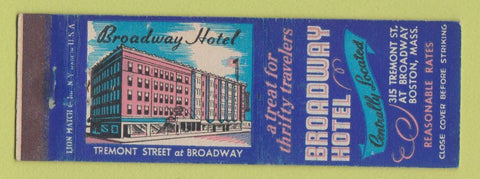 Matchbook Cover - Broadway Hotel Boston MA