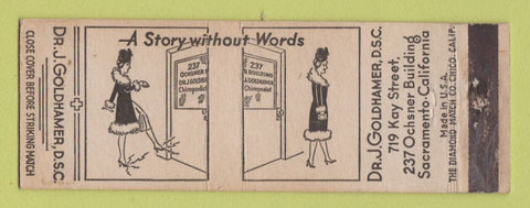 Matchbook Cover - Dr J Goldhamer Sacramento CA WORN