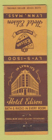 Matchbook Cover - Hotel Edison Lynn MA