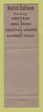 Matchbook Cover - Hotel Edison Lynn MA