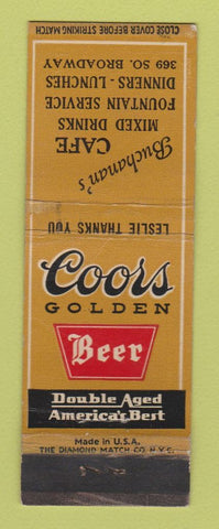 Matchbook Cover - Coors Beer Buchanan's Cafe  WEAR