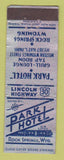 Matchbook Cover - Park Hotel Rock Springs WY WEAR
