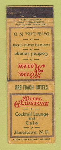 Matchbook Cover - Hotel Mayer Gladstone Jamestown Devils Lake ND WEAR