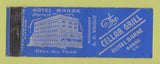 Matchbook Cover - Hotel Barre VT Cellar Grill