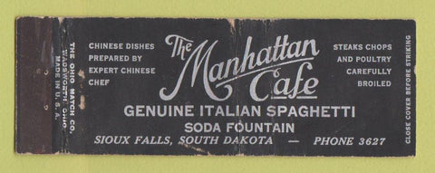 Matchbook Cover - Manhattan Cafe Sioux Falls SD WEAR Full Length