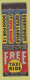 Matchbook Cover - Ever Ready Label Corp New York City Taxi Ride WEAR