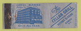 Matchbook Cover - Hotel Barre VT Cellar Grill WEAR