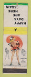 Matchbook Cover - Happy Days Are Here Again pinup WORN