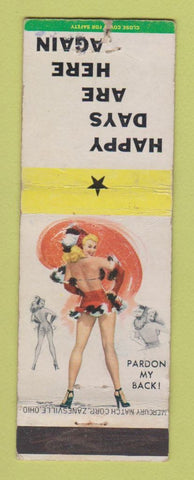 Matchbook Cover - Happy Days Are Here Again pinup WORN