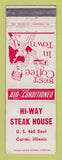Matchbook Cover - Hi Way Steak House Carmi IL girlie
