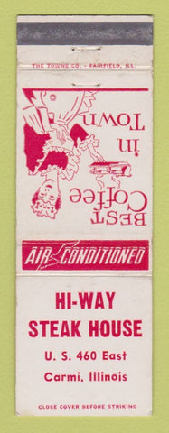 Matchbook Cover - Hi Way Steak House Carmi IL girlie
