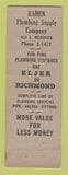 Matchbook Cover - Kamen Plumbing Supply Wichita KS
