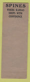 Matchbook Cover - Spines Clothes Wichita KS WEAR
