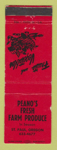 Matchbook Cover - Peano's Fresh Farm Produce St Paul OR WEAR