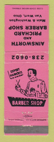 Matchbook Cover - Ainsworth Prichard Barber Shop Van Wert OH